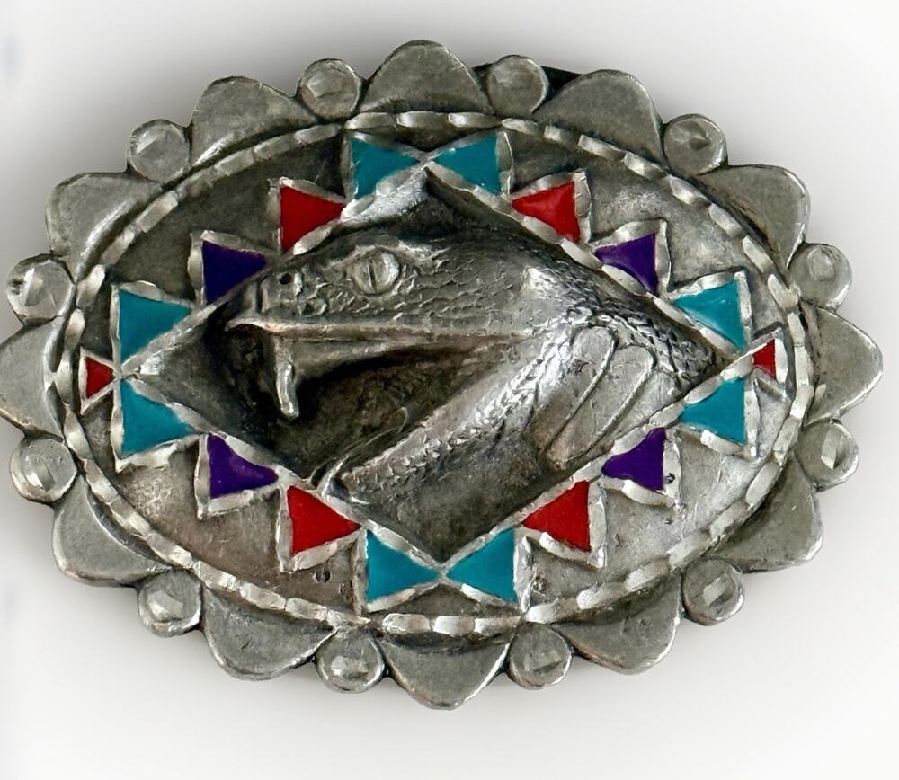 Vintage 1996 Snake Head Belt Buckle Pewter Enamel GAP 4281 USA Western
